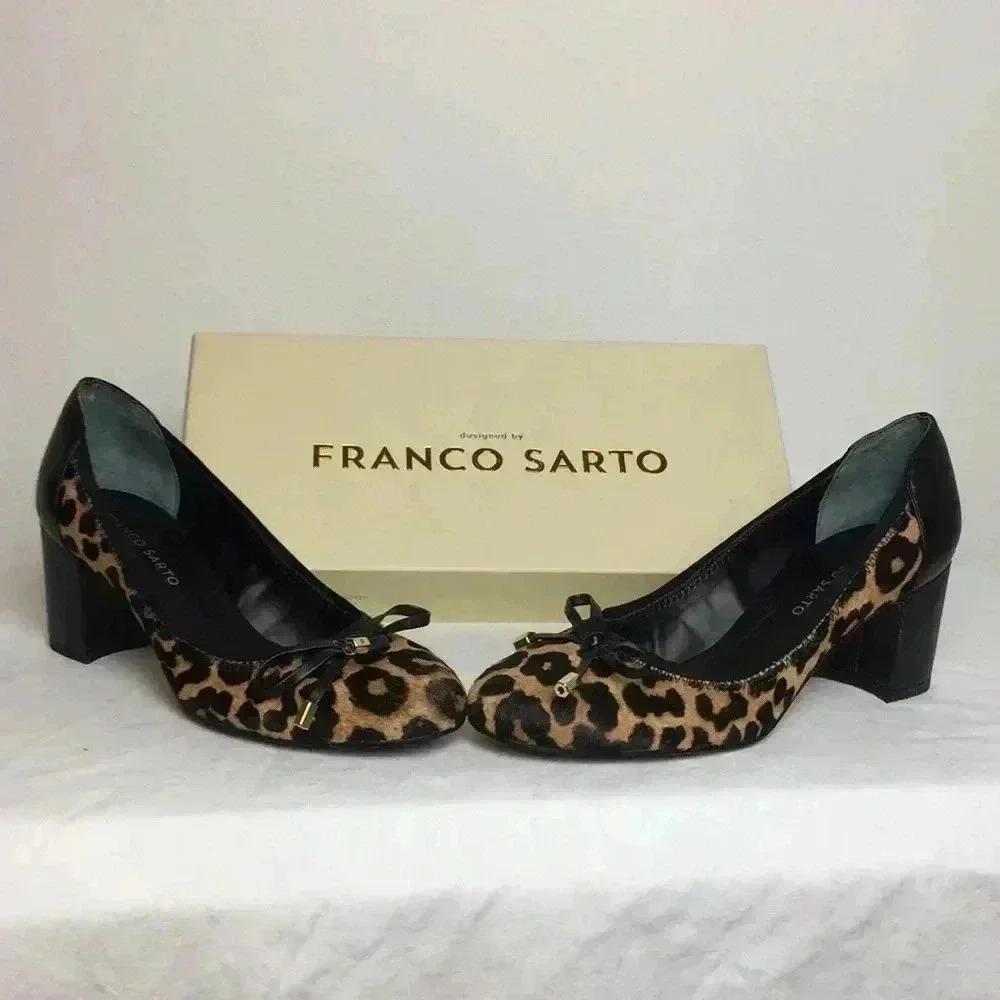 Franco Sarto Block pump heel Leopard Print